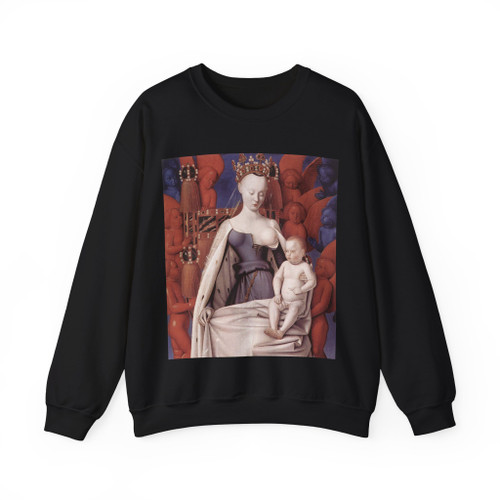 FOUQUET, Jean - Virgin and Child Surrounded by Angels (Artwork) Crewneck Sweatshirt