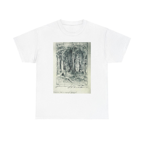 SHISKIN, Ivan Ivanovich - Forest with a sitting figure. 1880 (Artwork) T-Shirt