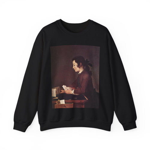 CHARDIN, Jean-Baptiste-Simeon - The House of Cards2 (Artwork) Crewneck Sweatshirt