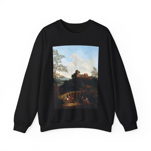 BUSIRI, Giovanni Battista - Roman Landscape near to a Bridge (Artwork) Crewneck Sweatshirt