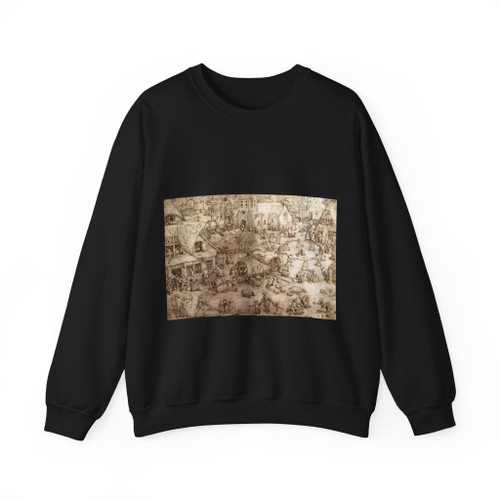 BRUEGEL, Pieter the Elder - 13.Graphics - The Fair at Hoboken (Artwork) Crewneck Sweatshirt