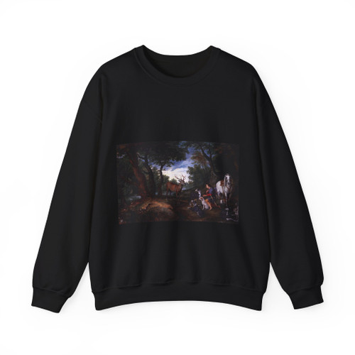 BRUEGHEL, Jan the Elder - 2.religious theme - The Vision of St Hubert (Artwork) Crewneck Sweatshirt