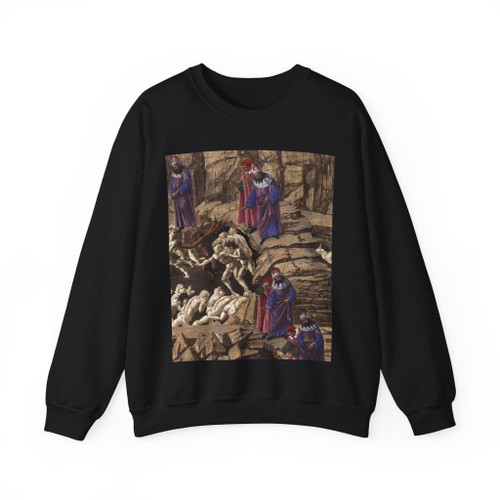 BOTTICELLI, Sandro - Inferno, Canto XVIII (detail) (Artwork) Crewneck Sweatshirt