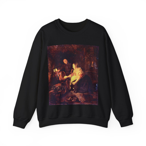 METSU, Gabriel - A Woman  Drawing Wine From a Barrel (Artwork) Crewneck Sweatshirt