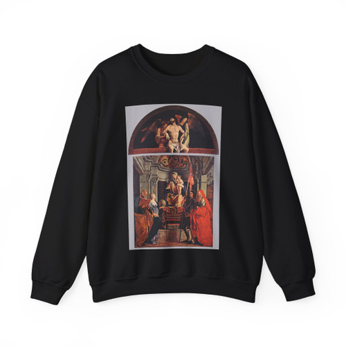 LOTTO, Lorenzo -1506-Madonna and Child with Sts Peter, Christine, Liberale, and Jerome (Artwork) Crewneck Sweatshirt
