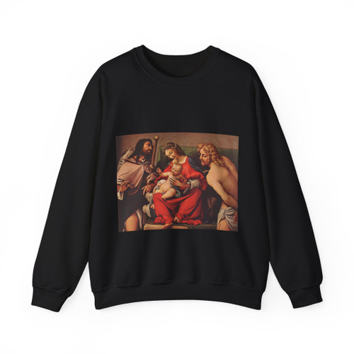 LOTTO, Lorenzo -1521-23-Madonna with the Child and Sts Rock and Sebastian (Artwork) Crewneck Sweatshirt
