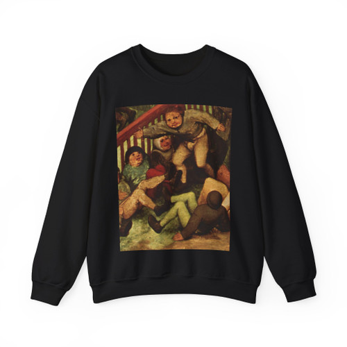 BRUEGEL, Pieter the Elder - 02 - Children's Games - detail (14) (Artwork) Crewneck Sweatshirt