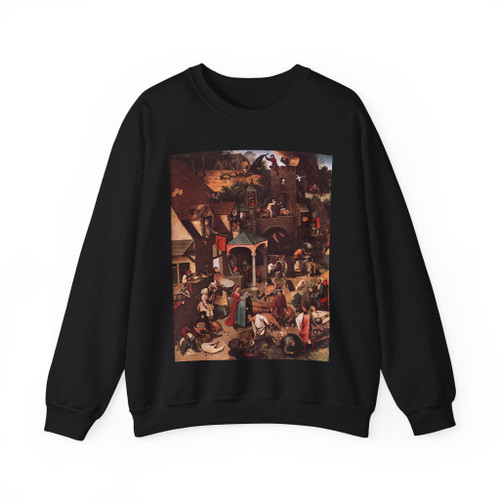 BRUEGEL, Pieter the Elder - 03.Proverbs - Netherlandish Proverbs (detail) (Artwork) Crewneck Sweatshirt
