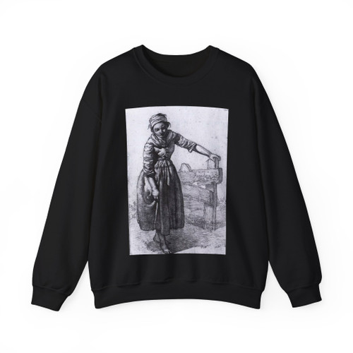 BRONDGEEST, Albertus - Girl Standing by a Fence (Artwork) Crewneck Sweatshirt