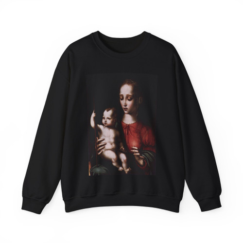 MORALES, Luis de - Virgin and Child with a Spindle (Artwork) Crewneck Sweatshirt
