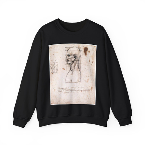 LEONARDO da Vinci - Male head in profile with proportions (Artwork) Crewneck Sweatshirt