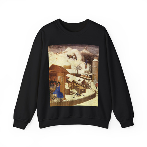 LIMBOURG brothers (Herman, Jean, Paul) - Fevrier (February), detail (Artwork) Crewneck Sweatshirt