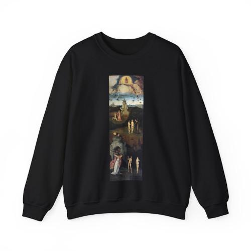 BOSCH, Hieronymus - Triptych of Haywain (left wing) (Artwork) Crewneck Sweatshirt