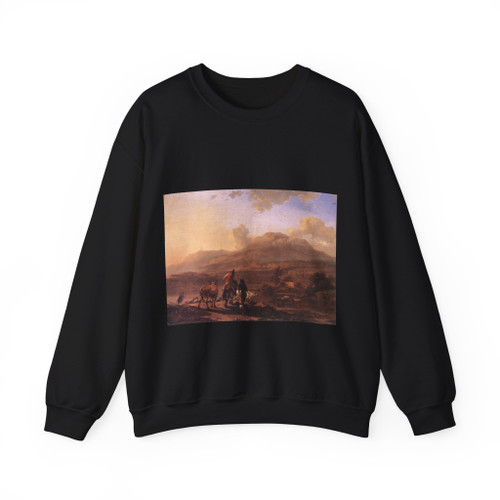 BERCHEM, Nicolaes - Italian Landscape at Sunset (Artwork) Crewneck Sweatshirt