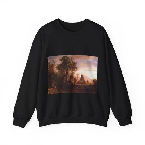 BIERSTADT, Albert - Indian Encampment Late Afternoon (Artwork) Crewneck Sweatshirt
