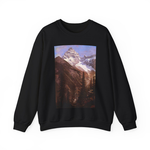 BIERSTADT, Albert - Canadian Rockies Asulkan Glacier (Artwork) Crewneck Sweatshirt