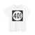 Iowa 401 (Iowa) (Road Sign) T-Shirt