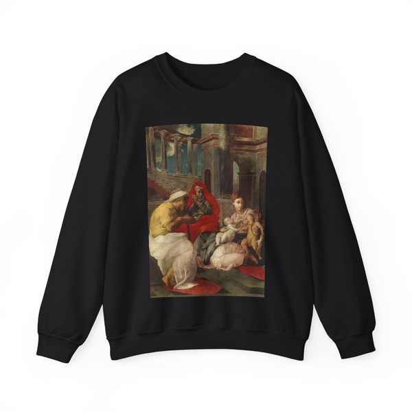 PRIMATICCIO, Francesco - The Holy Family with Sts Elisabeth and John the Baptist (Artwork) Crewneck Sweatshirt