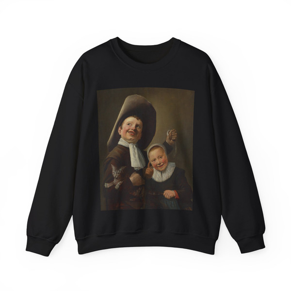 LEYSTER, Judith - A Boy and a Girl with a Cat and an Eel (Artwork) Crewneck Sweatshirt
