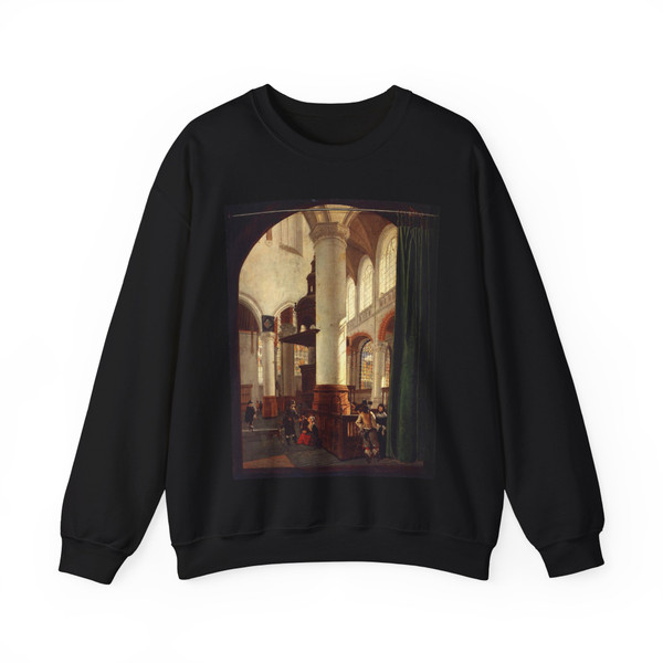 HOUCKGEEST, Gerard - Interior of the Oude Kerk, Delft, with the Pulpit of 1548 (Artwork) Crewneck Sweatshirt
