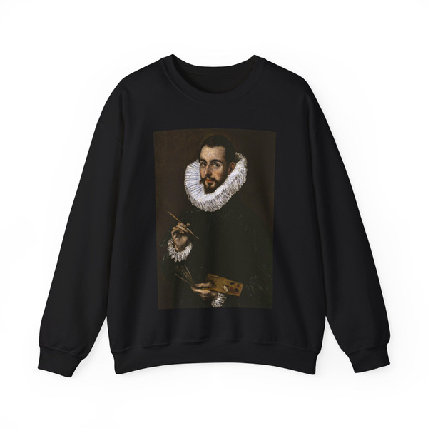 GRECO, El -1601-1605- Portrait of the Artist's Son Jorge Manuel Theotokopoulos (Artwork) Crewneck Sweatshirt
