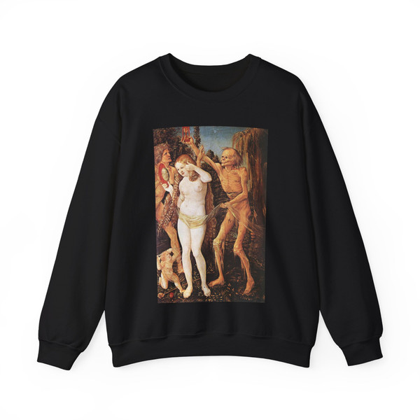 BALDUNG GRIEN, Hans - allegory -Three Ages of the Woman and the Death (Artwork) Crewneck Sweatshirt