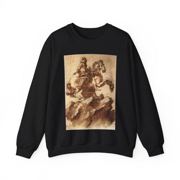 BERNINI, Gian Lorenzo - 1660 - Study for an Equestrian Statue of Loius XIV (Artwork) Crewneck Sweatshirt