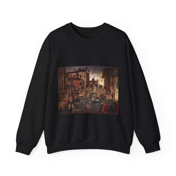 BELLINI, Gentile - Miracle of the Cross at the Bridge of San Lorenzo (Artwork) Crewneck Sweatshirt