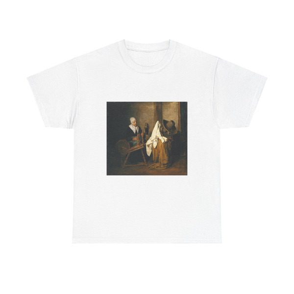 BOURSSE, Esaias - Interior with an Old Woman at a Spinning Wheel (Artwork) T-Shirt