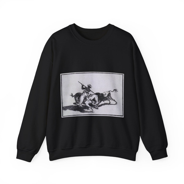 GOYA Y LUCIENTES, Francisco de - The Morisco Gazul is the First to Fight Bulls with a Lance (Artwork) Crewneck Sweatshirt