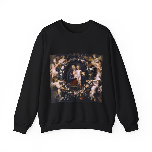 RUBENS, Peter Paul - Madonna in Floral Wreath (Artwork) Crewneck Sweatshirt