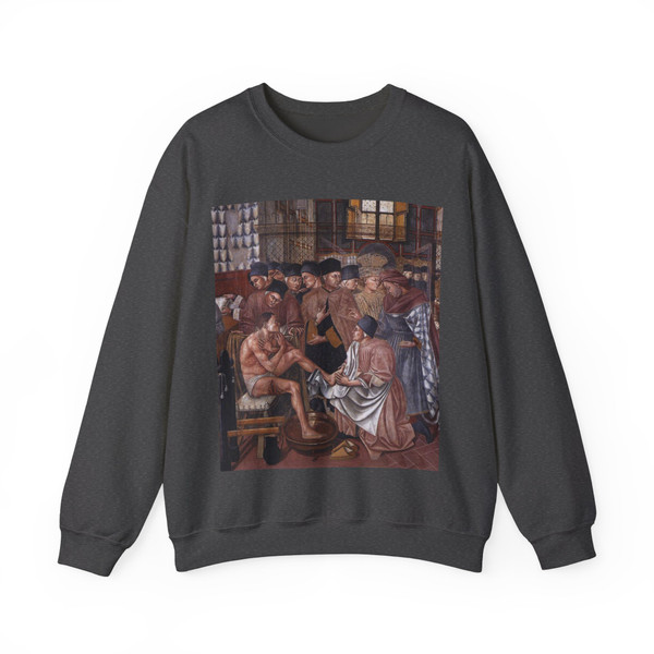 DOMENICO di Bartolo (ca. 1400, Asciano - ca. 1447, Siena) - Care of the Sick (detail)2 (Artwork) Crewneck Sweatshirt
