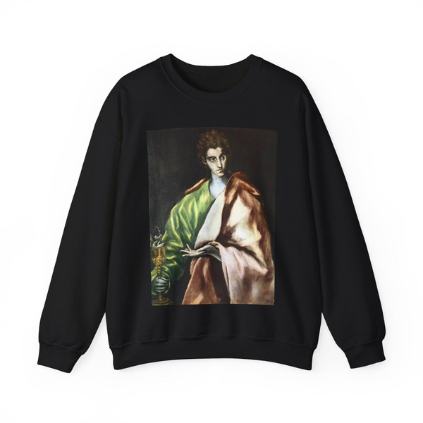 GRECO, El -1610-14 Christ & Apostles- Apostle St John the Evangelist (Artwork) Crewneck Sweatshirt