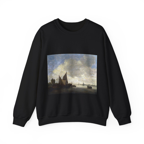 GOYEN, Jan van - The Mouth of an Estuary with a Gateway (Artwork) Crewneck Sweatshirt