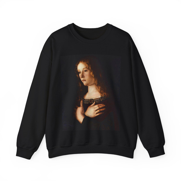 BELLINI, Giovanni - 1490-99 - Madonna and Child with Two Saints (detail) (Artwork) Crewneck Sweatshirt