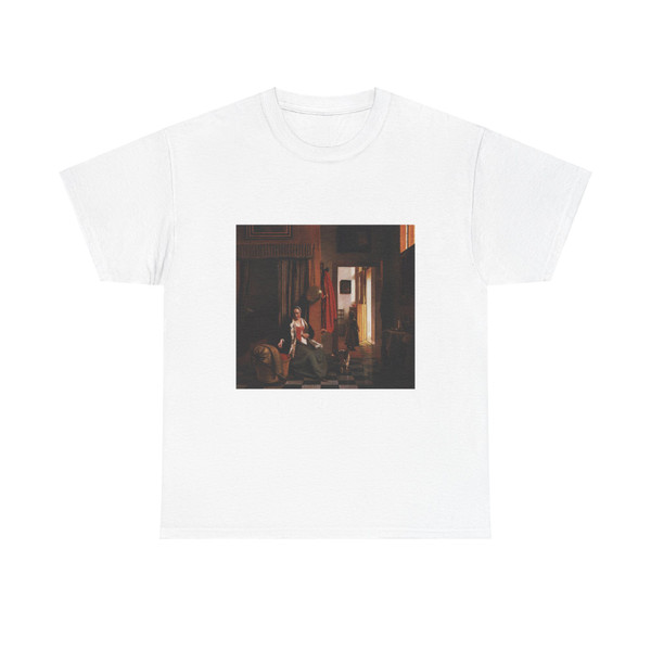 HOOCH, Pieter de - Mother Lacing Her Bodice beside a Cradle (Artwork) T-Shirt
