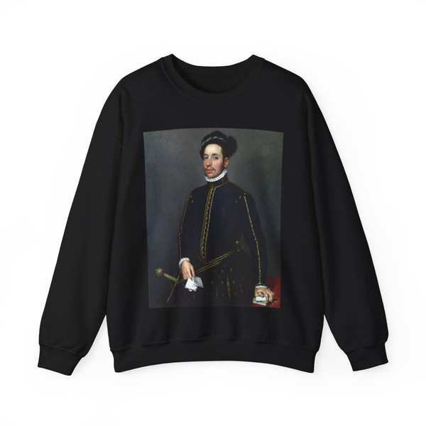 MORONI, Giovanni Battista - Portrait of a Gentleman (Il Gentile Cavaliere) (Artwork) Crewneck Sweatshirt