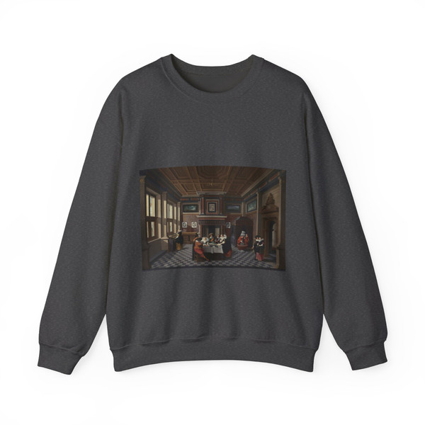 DELEN, Dirck van - An Interior with Ladies and Gentlemen Dining (Artwork) Crewneck Sweatshirt