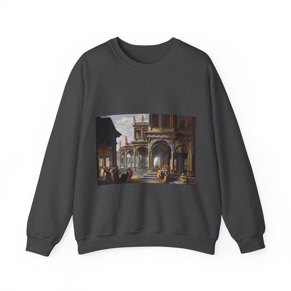 DELEN, Dirck van - Architectural Capriccio with Jephthah and His Daughter (Artwork) Crewneck Sweatshirt