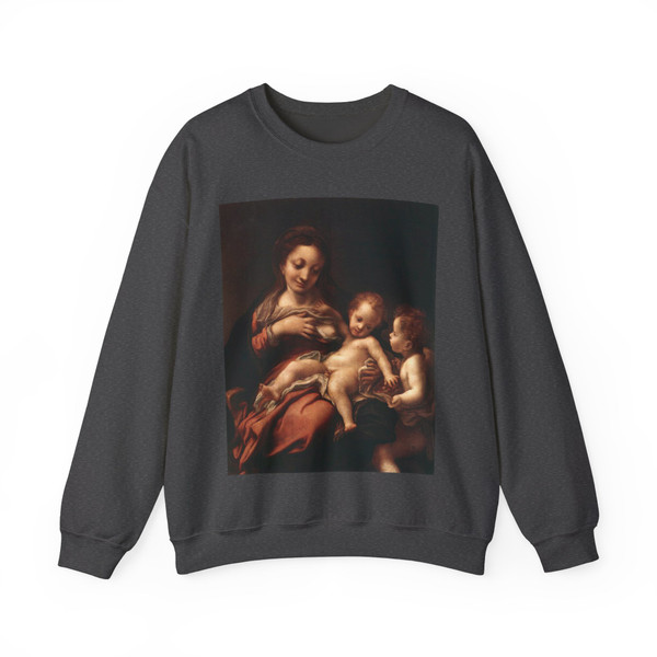 CORREGGIO - Virgin and Child with an Angel (Madonna del Latte) (Artwork) Crewneck Sweatshirt