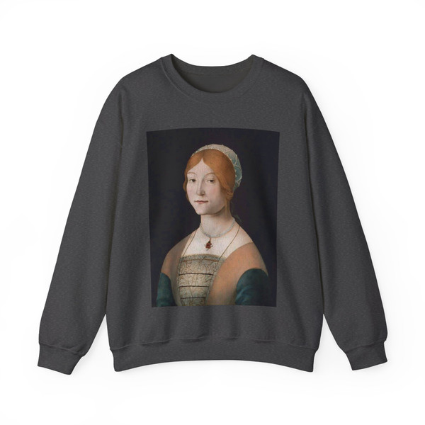 COSTA, Lorenzo - Portrait of a Woman with a Pearl Necklace (Artwork) Crewneck Sweatshirt