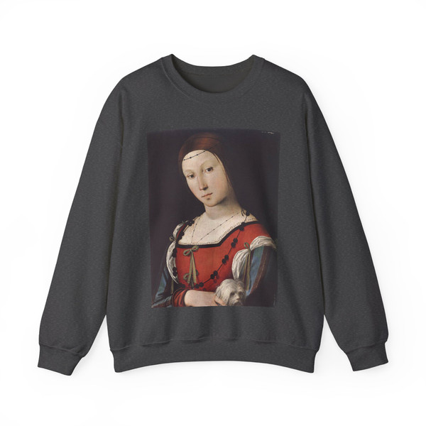 COSTA, Lorenzo - Portrait of a Lady with a Lap-dog (Artwork) Crewneck Sweatshirt