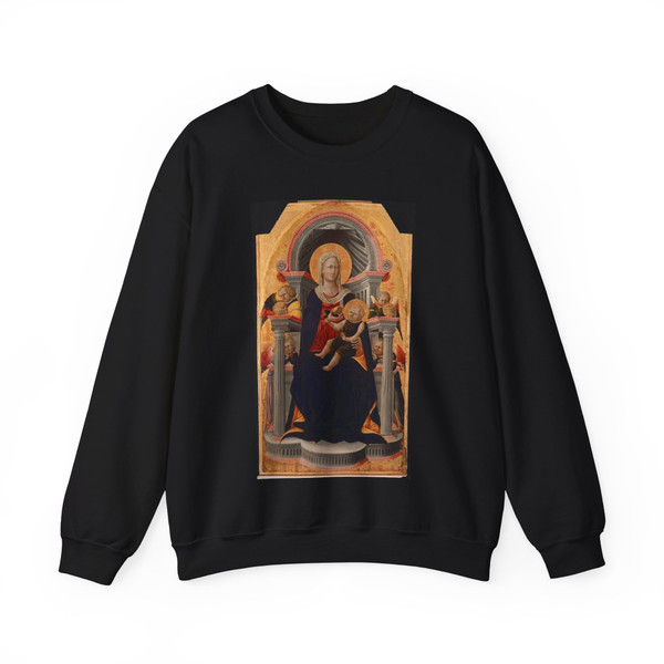 BICCI, Nero di - Virgin and Child Enthroned with Four Angels (Artwork) Crewneck Sweatshirt