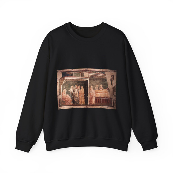 GIOTTO di Bondone - 2. Birth and Naming of the Baptist (Artwork) Crewneck Sweatshirt