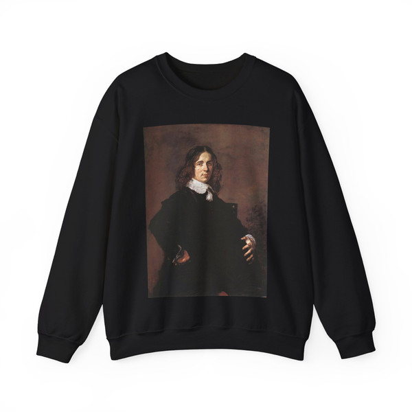 HALS, Frans - Portrait of a Seated Man Holding a Hat (Artwork) Crewneck Sweatshirt