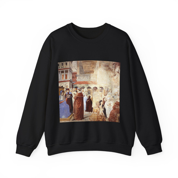 GOZZOLLI, Benozzo - Scenes with St Ambrose (scene 9, north wall) (Artwork) Crewneck Sweatshirt
