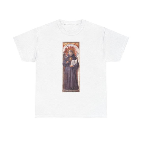 GOZZOLLI, Benozzo - St Nicholas of Tolentino (on the pillar) (Artwork) T-Shirt