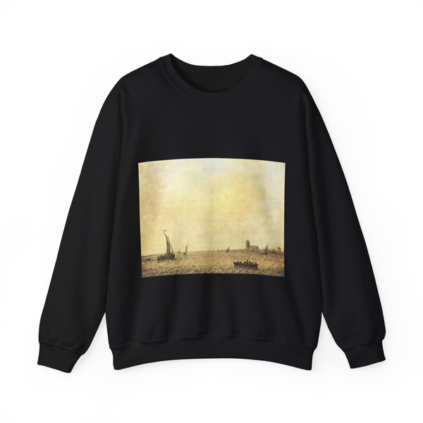 GOYEN, Jan van - View of Dordrecht from the Oude Maas (Artwork) Crewneck Sweatshirt