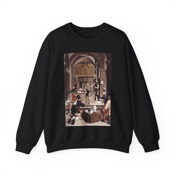 LIEFERINXE, Josse - Pilgrims at the Tomb of St Sebastian (Artwork) Crewneck Sweatshirt