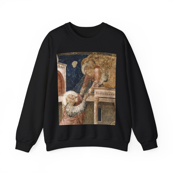 GIOTTO di Bondone - 3. Ascension of the Evangelist (detail) (Artwork) Crewneck Sweatshirt